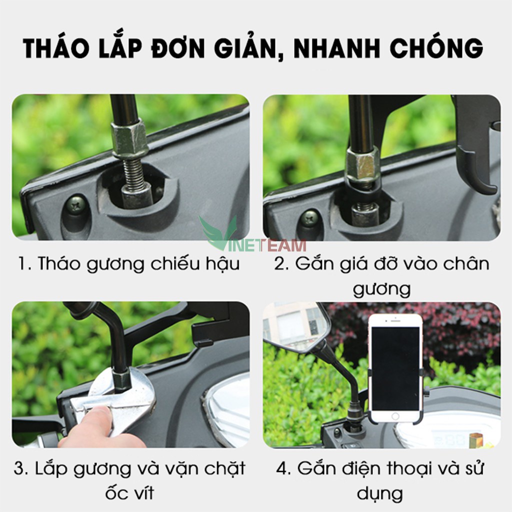 Giá Đỡ Điện Thoại Gắn Xe Máy Inox C2/ S500 / A5 Chống Rung, Chống Cướp Cực Chắc Chắn