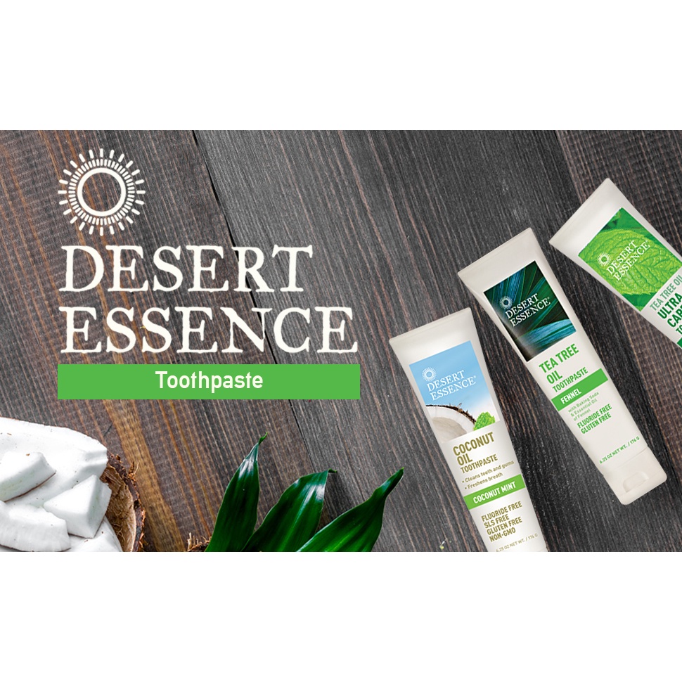 KEM ĐÁNH RĂNG Desert Essence Tea Tree Oil Toothpaste, Mega Mint &amp; Sea Salt - BẠC HÀ &amp; MUỐI BIỂN, 176g (6.25oz)