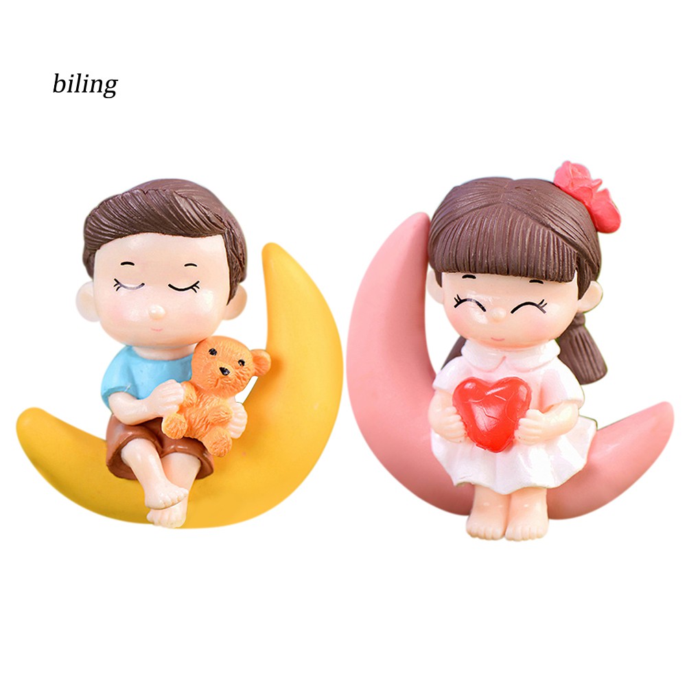 ✿Yyp Yyp✿Set 2 Tượng Bé Trai Bé Gái Mini Bằng Nhựa Resin Trang Trí Tiểu Cảnh DIY