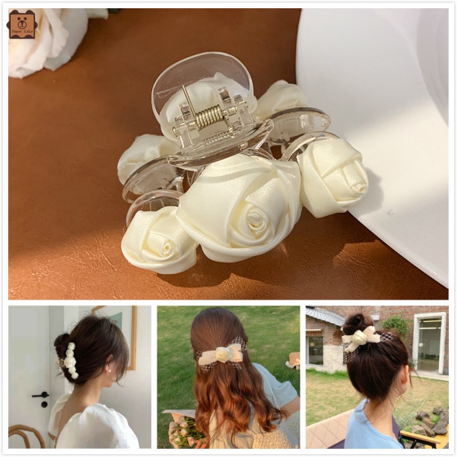 1 Kẹp Tóc Ba Chiều Họa Tiết Hoa Hồng Đơn Giản Cổ Điển Cho Nữ