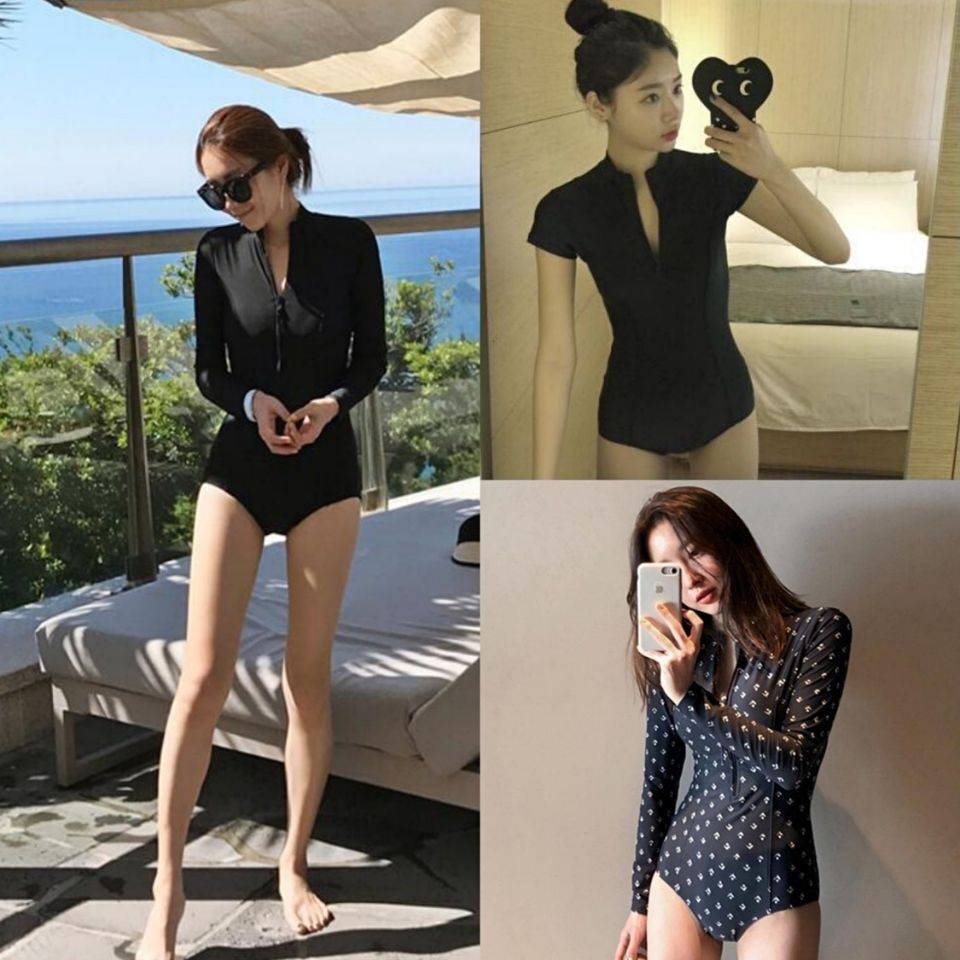 Bộ đồ bơi một mảnh tay dài phong cách Hàn Quốc thời trang mùa hè quyến rũ cho nữ