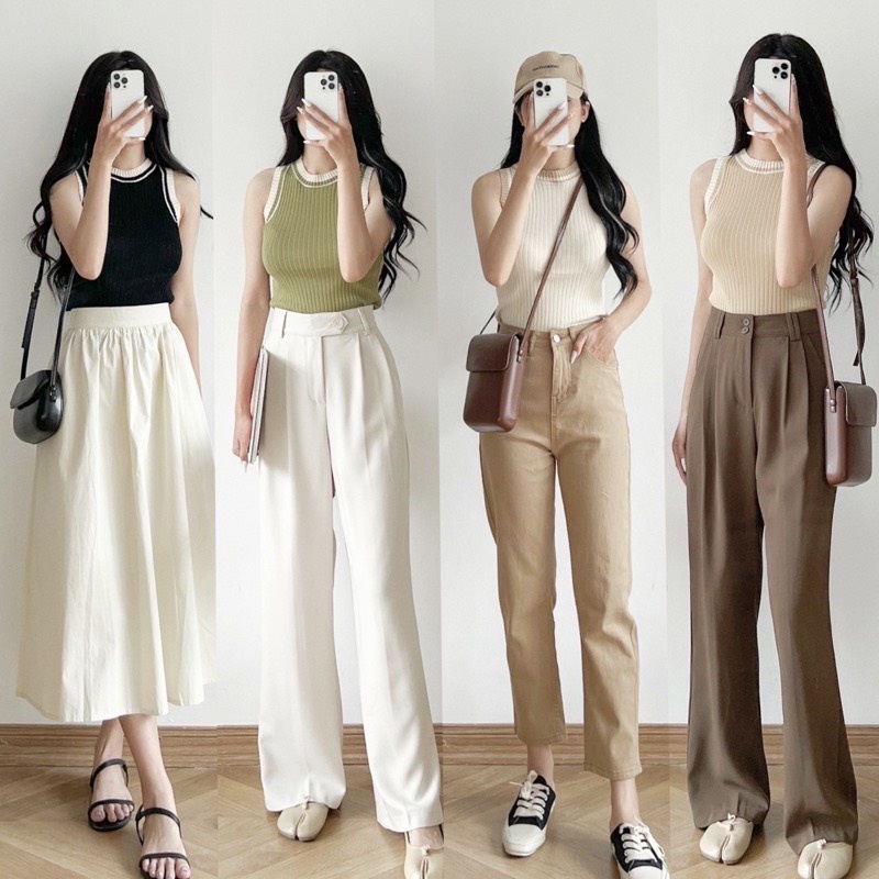 Áo len ba lỗ Tank top nữ dáng Croptop hàng QC CW2022