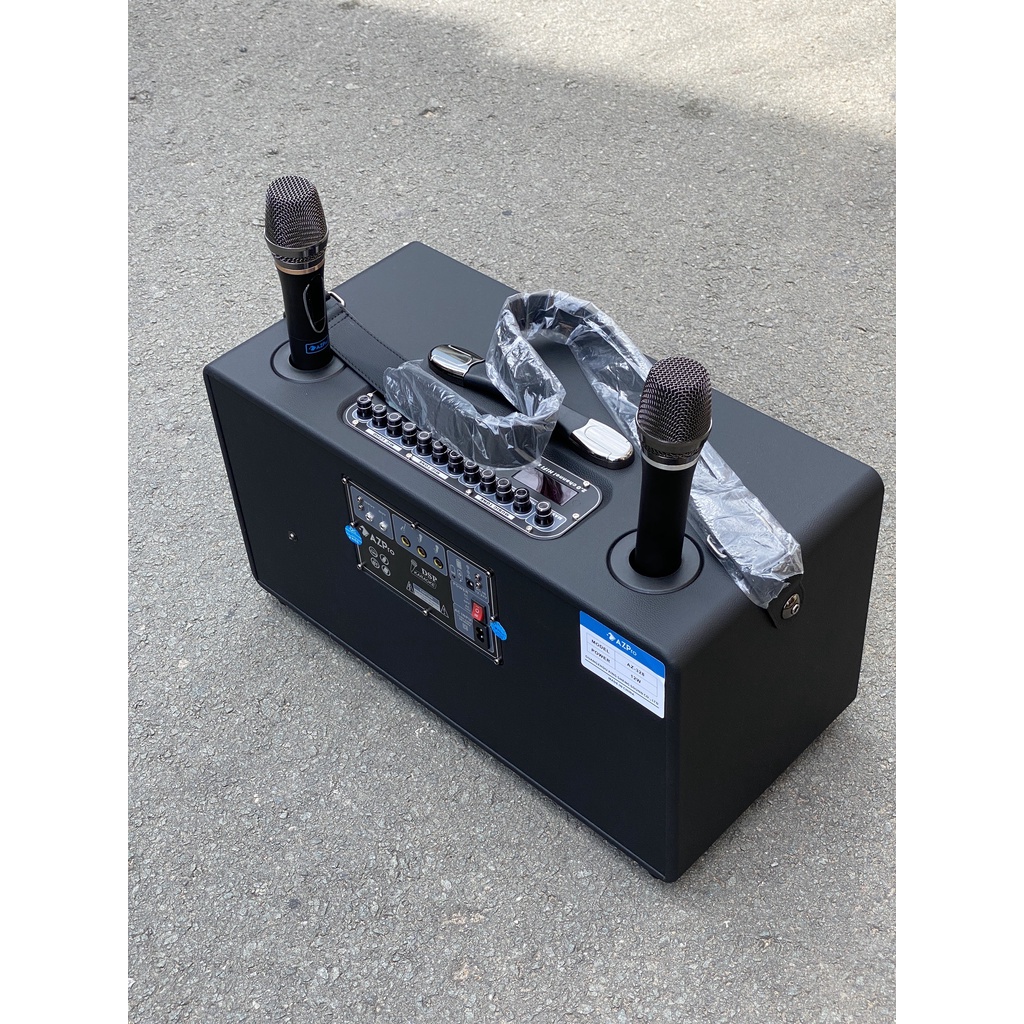Loa Kéo karaoke bass đôi AZPRO AZ- 328 Chất Lượng Cao - Bass 16 kèm 2 Micro không dây kim loại