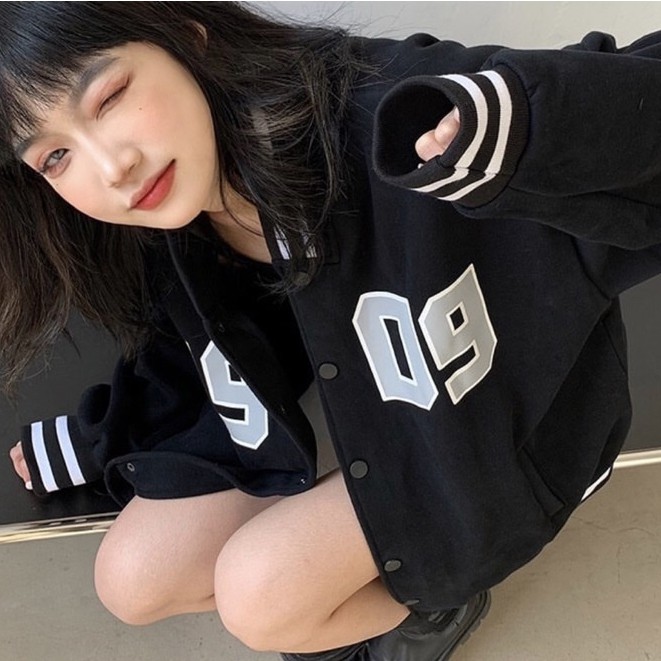Áo bomber - áo khoác nỉ bóng chày form rộng unisex nam nữ H909