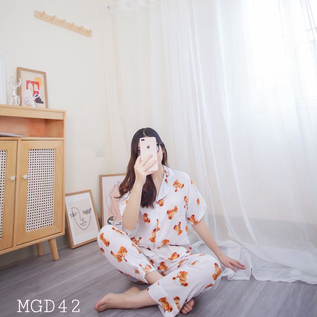 đồ ngủ lụa cao cấp - bộ ngủ pijama nữ vải lụa mềm mát  đồ ngủ hàng thiết kế cộc tay dễ thương mặc mùa hè ở nhà | BigBuy360 - bigbuy360.vn