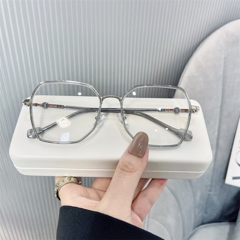 Mắt Kính Gọng Vuông Kim Loại Chống Ánh Sáng Xanh TR90 Thời Trang Hàn Quốc