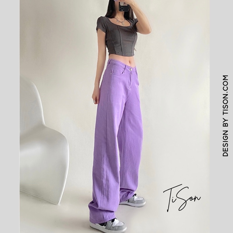 Quần Jean Kaki Nữ Tison Ống Rộng dáng dài cạp cao các màu hottrend 2022 size SML