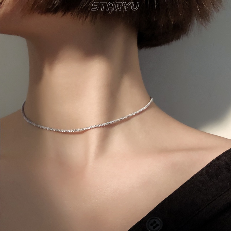 Vòng cổ Choker Mạ Bạc 925 Mặt Hình Ngôi Sao Thời Trang Dành Cho Nữ