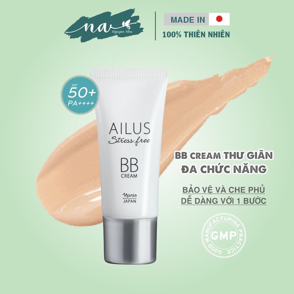 Kem nền trang điểm đa chức năng BB Cream Naris Ailus Stress Free 30g, che khuyết điểm kiềm dầu tốt n