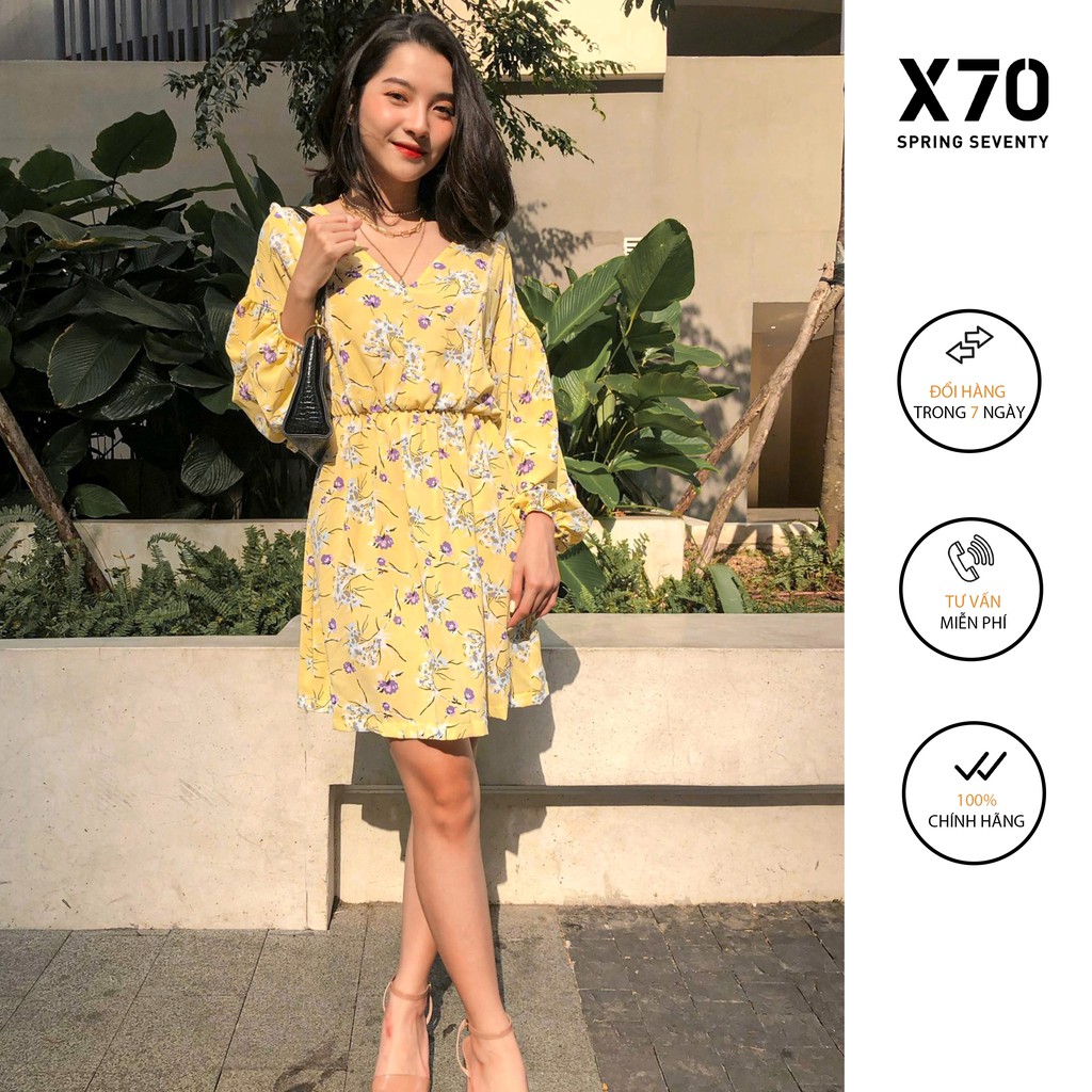 Đầm Nữ Cổ Tim Thiết Kế Hoa Thời Trang X70 - 00680005