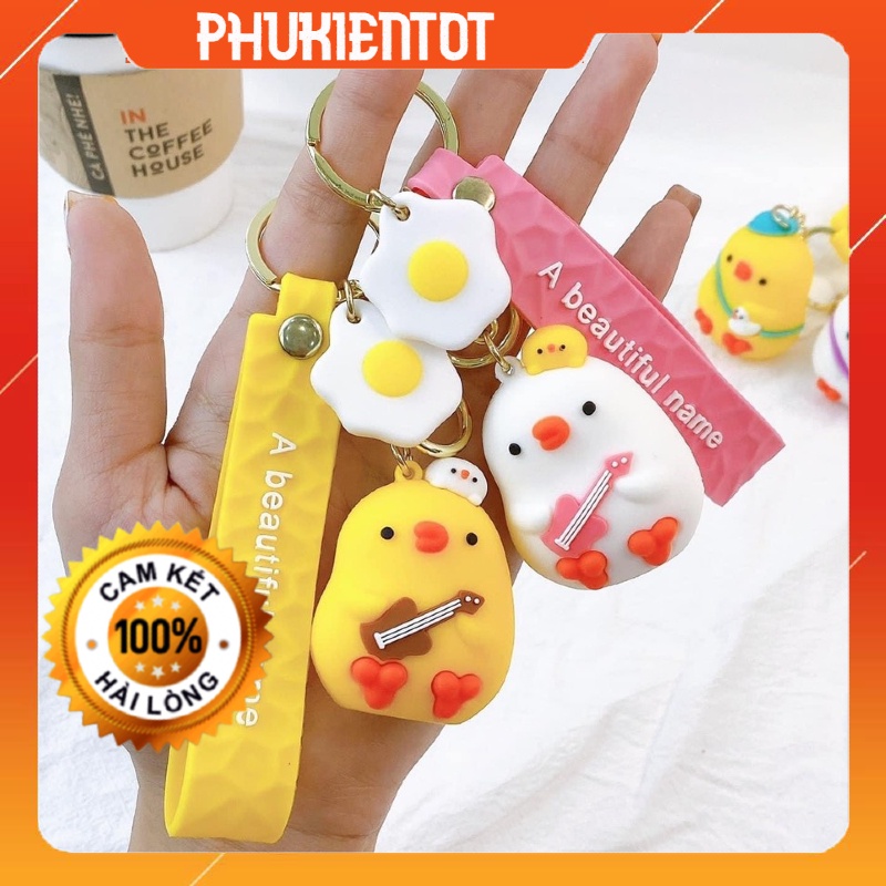 Móc chìa khóa hình gà con dễ thương