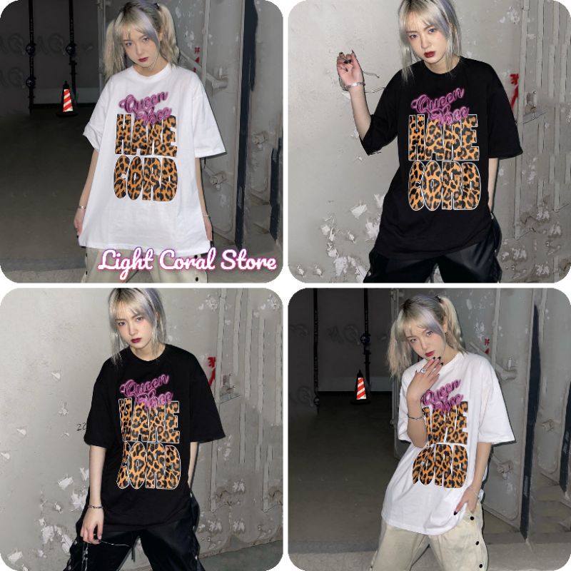 (ORDER) Áo phông unisex dáng rộng Hard Core font chữ họa tiết da báo màu đen trắng street style(ảnh thật)