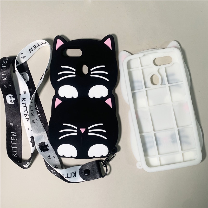 Ốp Điện Thoại TPU Mềm In Hình Hoạt Hình 3D Phát Sáng Trong Đêm Có Dây Đeo Cho Oppo A5S A7 F9 F5 F7 A83 R15 F1S A59 A12 A3S Realme C1