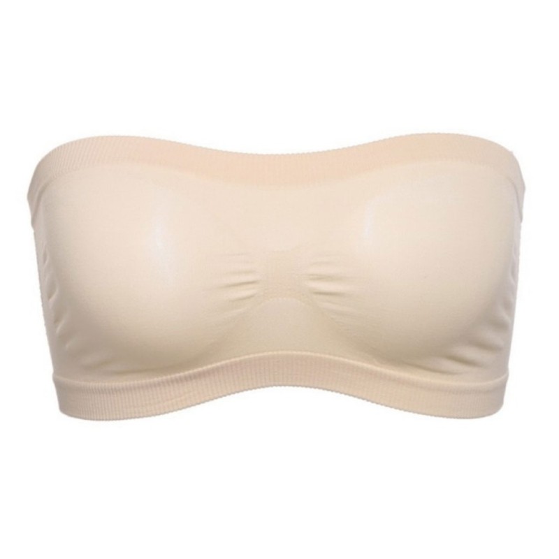 Áo ngực dạng ống co giãn không dây liền mạch màu trơn phối lưới sau gợi cảm cho nữ