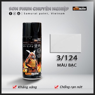 COMBO Sơn Samurai màu 124 gồm 3 chai đủ quy trình độ bền cao (Lót 2K04 – Màu bạc 124 - Bóng 2K01)