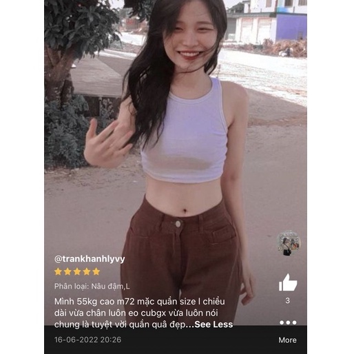 Quần jean nữ quần kaki nữ ống suông nâu cạp cao siêu hack chân siêu tôn dáng KUNNI97