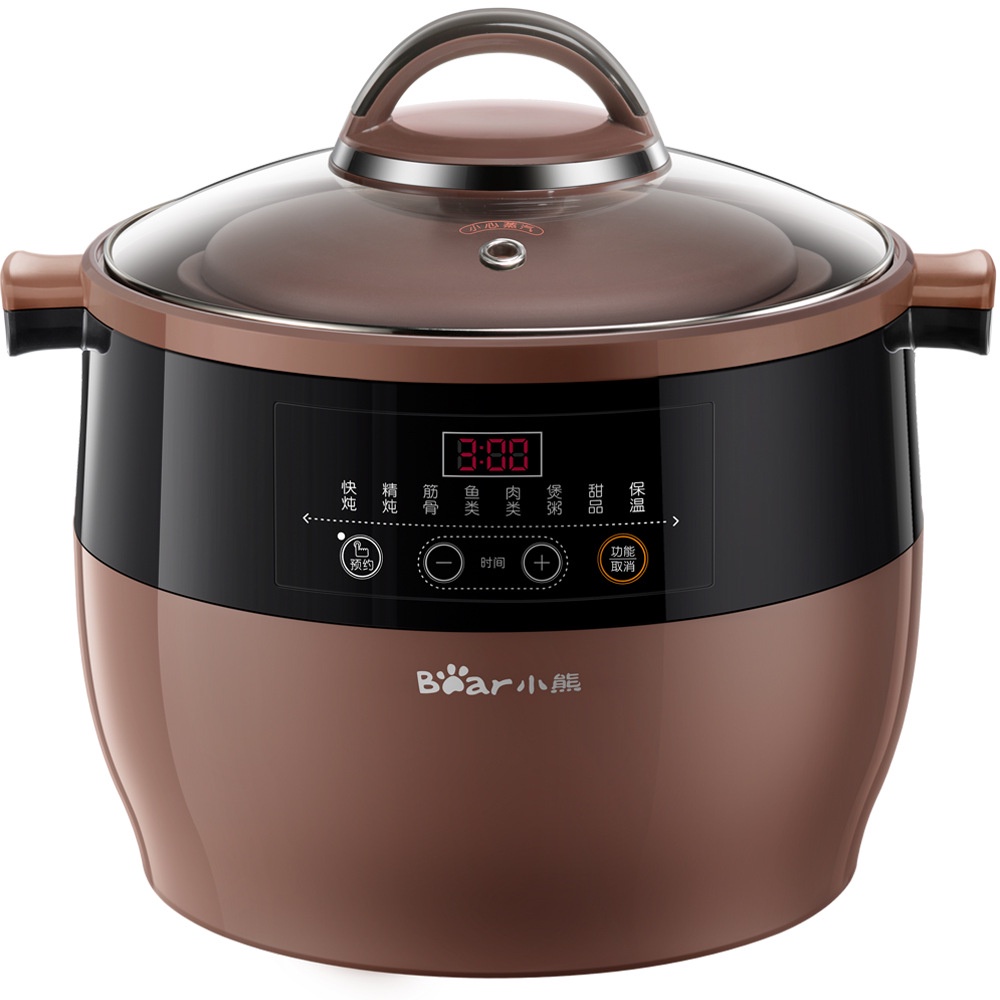 Nồi Chưng Yến, Hầm Cháo Cách Thủy, Nấu Canh Súp Chính Hãng Bear 4.5L  Có Hẹn Giờ - Gồm Thố 4.5L  va 4 Thố 0.5L