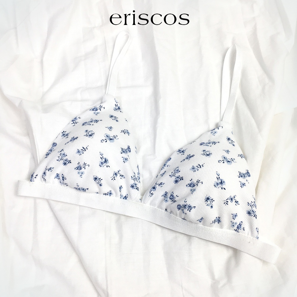 Áo lót cotton nữ không gọng tặng kèm đệm họa tiết hoa xinh xắn đáng yêu _ eriscos