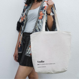 Túi tote vải in chữ Vodka