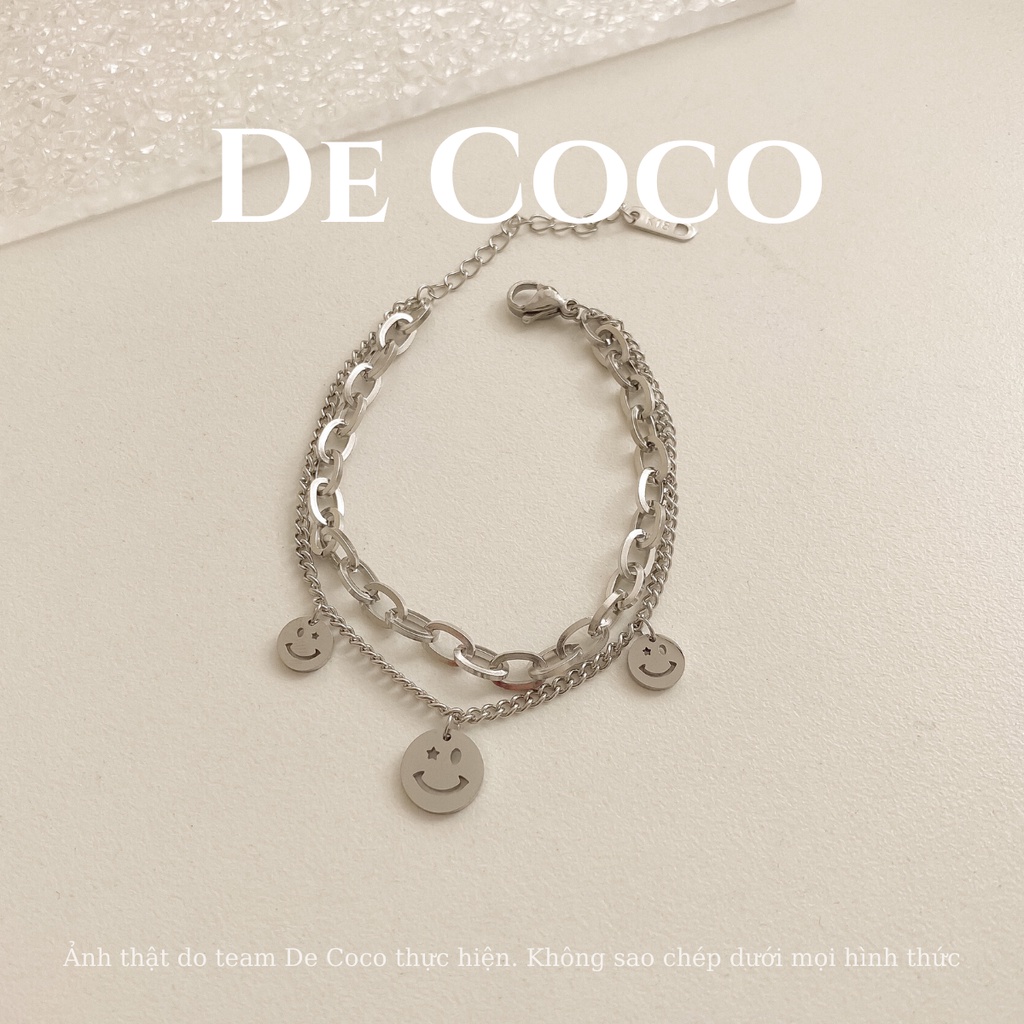 [THÉP KHÔNG GỈ] Vòng tay titan, lắc tay đôi hình mặt cười Destiny De Coco decoco.accessories