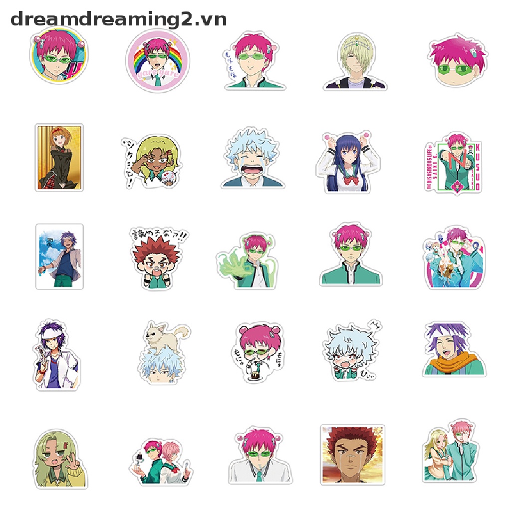 Bộ 50 Miếng Dán Trang Trí laptop Họa Tiết saiki Kusuo no Wrong-nan