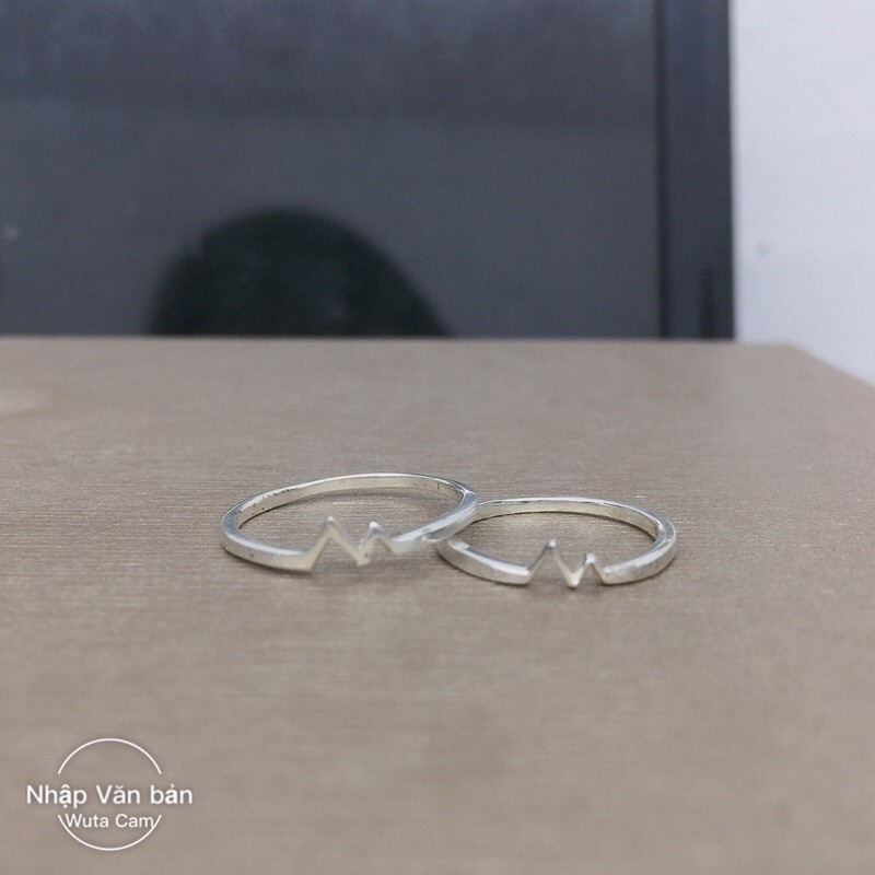 Nhẫn nhịp tim 3 viên đá mảnh bạc ta NGỌC MẬU