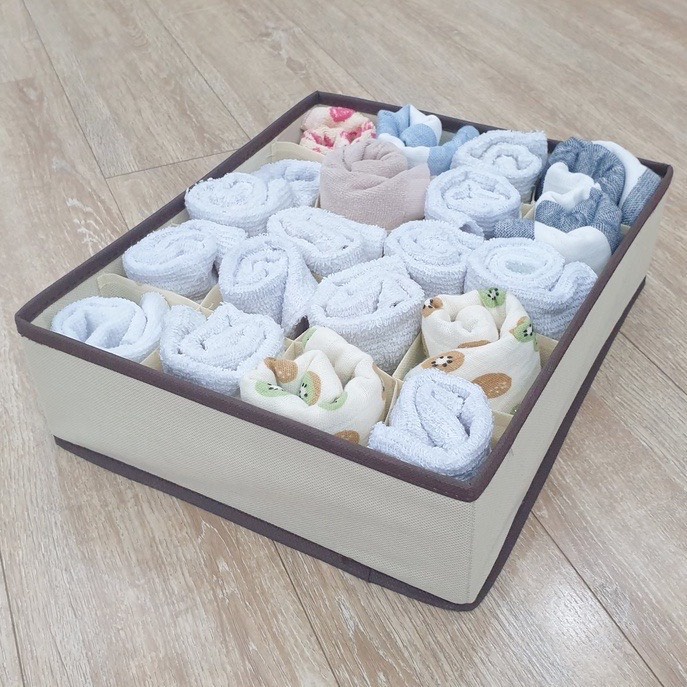 Hộp Vải Đựng Tất, Vớ - Giỏ Vải Đựng Ao Lót, Đồ Lót Gấp Gọn