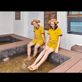 Bộ quần áo xông hơi chất liệu cotton 100% cao cấp cho spa,phòng xông hơi...