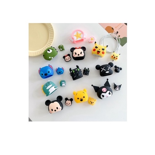 Bộ ốp bảo vệ củ cáp sạc hình thú 3D ngộ nghĩnh