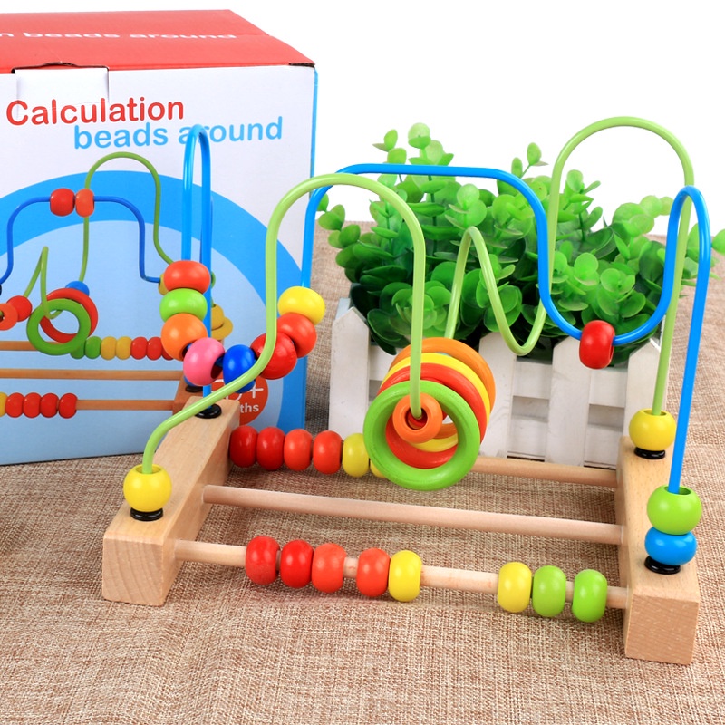 Luồn hạt gỗ mê cung, giáo cụ Montessori cho bé giúp bé phát triển vận động tinh, phối hợp tay mắt VyVu Kids