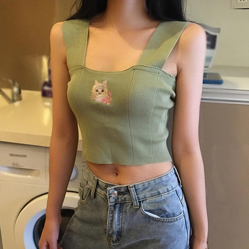 Áo dệt kim thêu hình mèo thời trang Hàn Quốc đáng yêu cho nữ