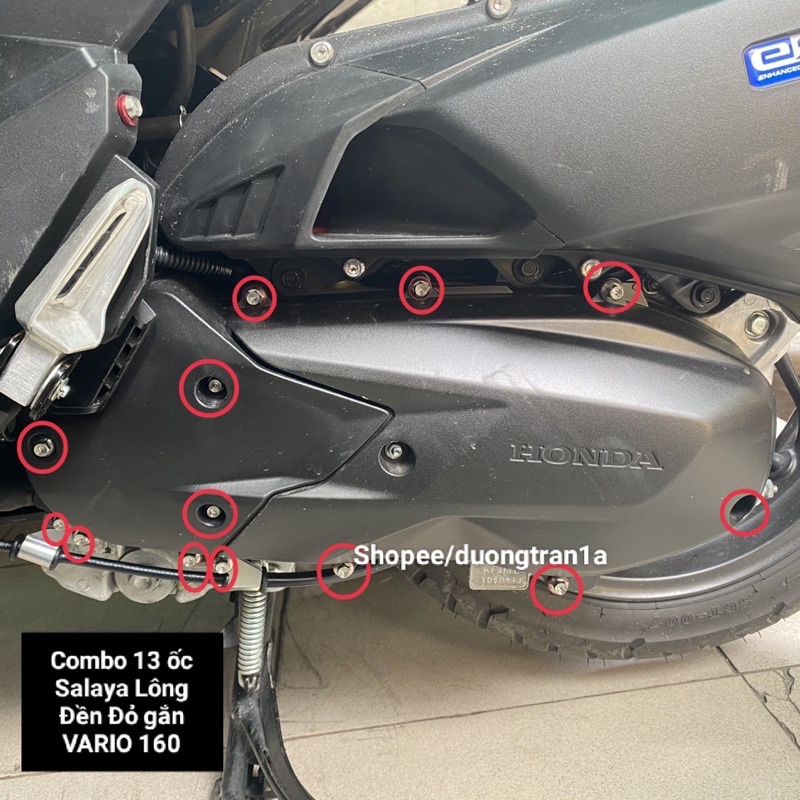Combo 13 ốc Salaya Lông Đền Nhôm Đỏ Gắn VARIO 160