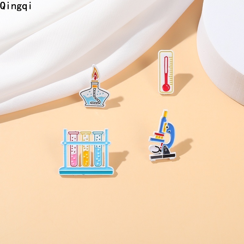 Ghim cài áo trang trí Miss Zoe hình nhiệt kế kính hiển vi hóa học hoạt hình đáng yêu làm quà cho bạn