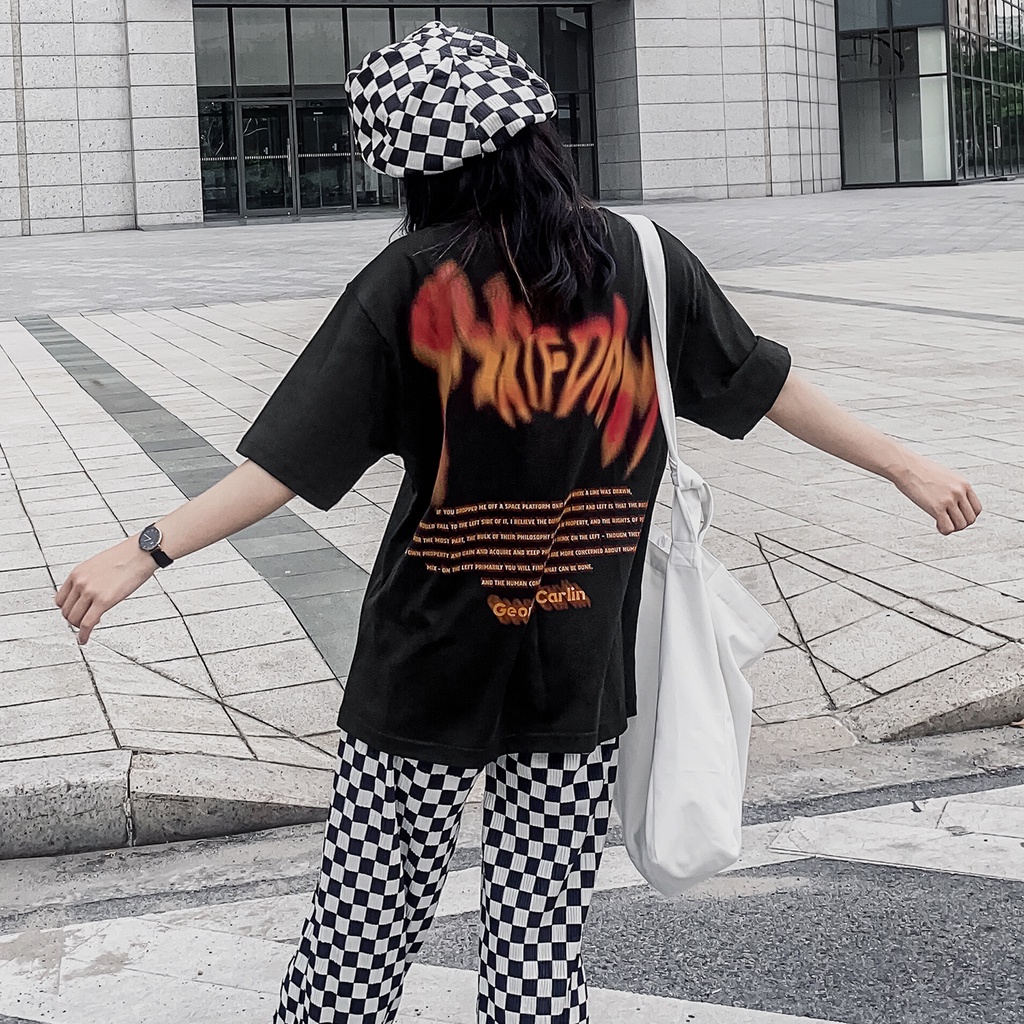 Áo Thun Màu Đen In Chữ Platform Chất Liệu 100% Cotton Form Rộng Thoải Mái Unisex Nam Nữ