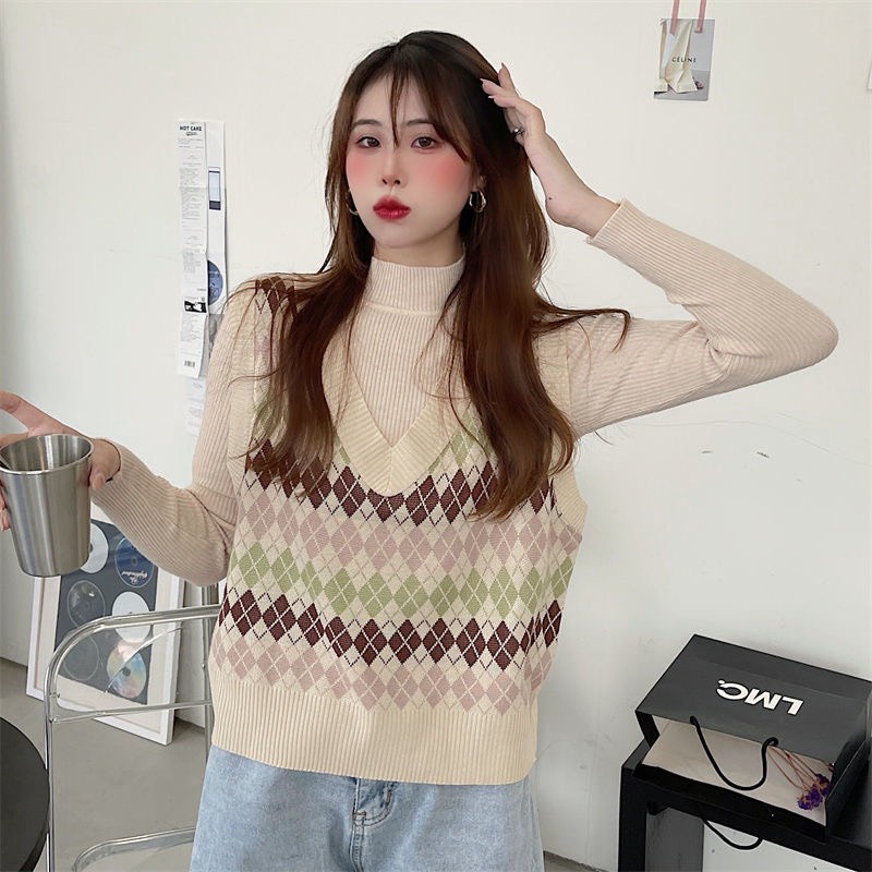 Áo Len Gile Nữ, Áo len Gile  Họa Tiết Kẻ Trám Dáng Ngắn Cá Tinh Trẻ Trung | BigBuy360 - bigbuy360.vn
