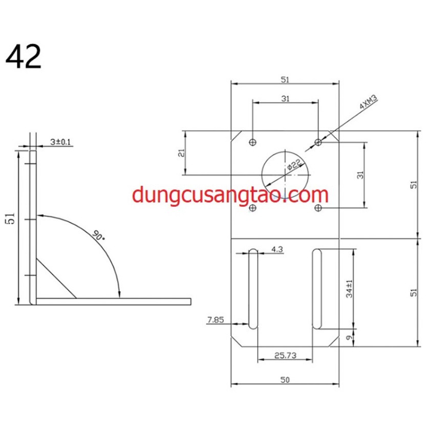 Bát giữ motor bước 42, 57 - L type / bát 775