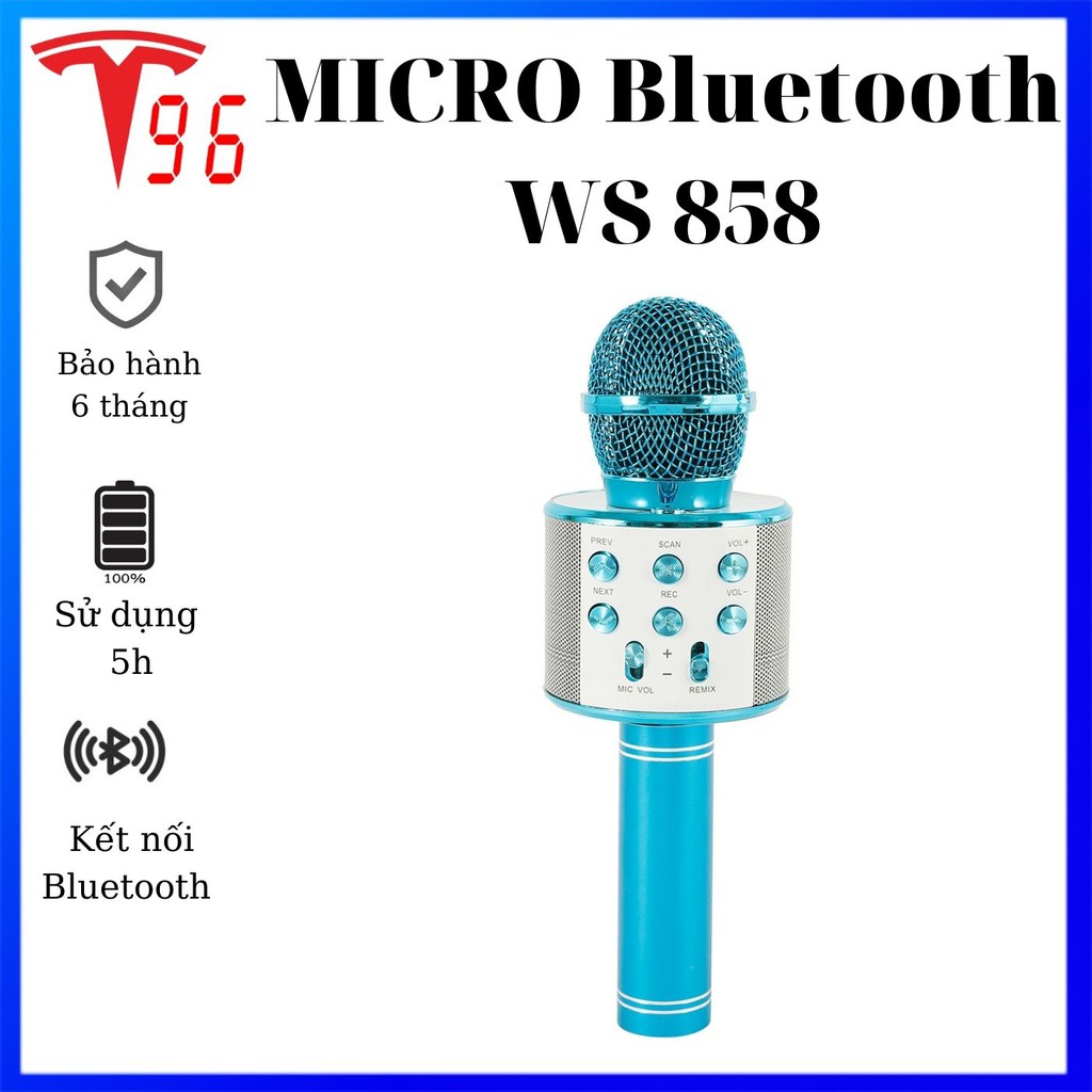  MICRO karaoke bluetooth WS 858[BH 6 THÁNG] không dây có loa