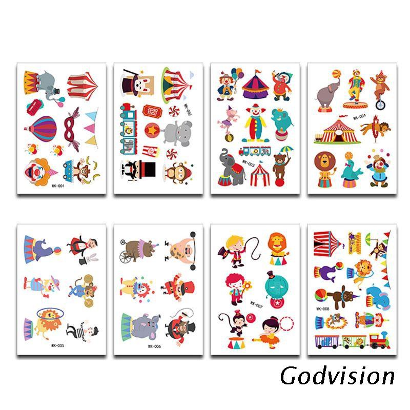 Set 8 Tấm Hình Xăm Dán Hình Động Vật Dễ Thương Cho Bé