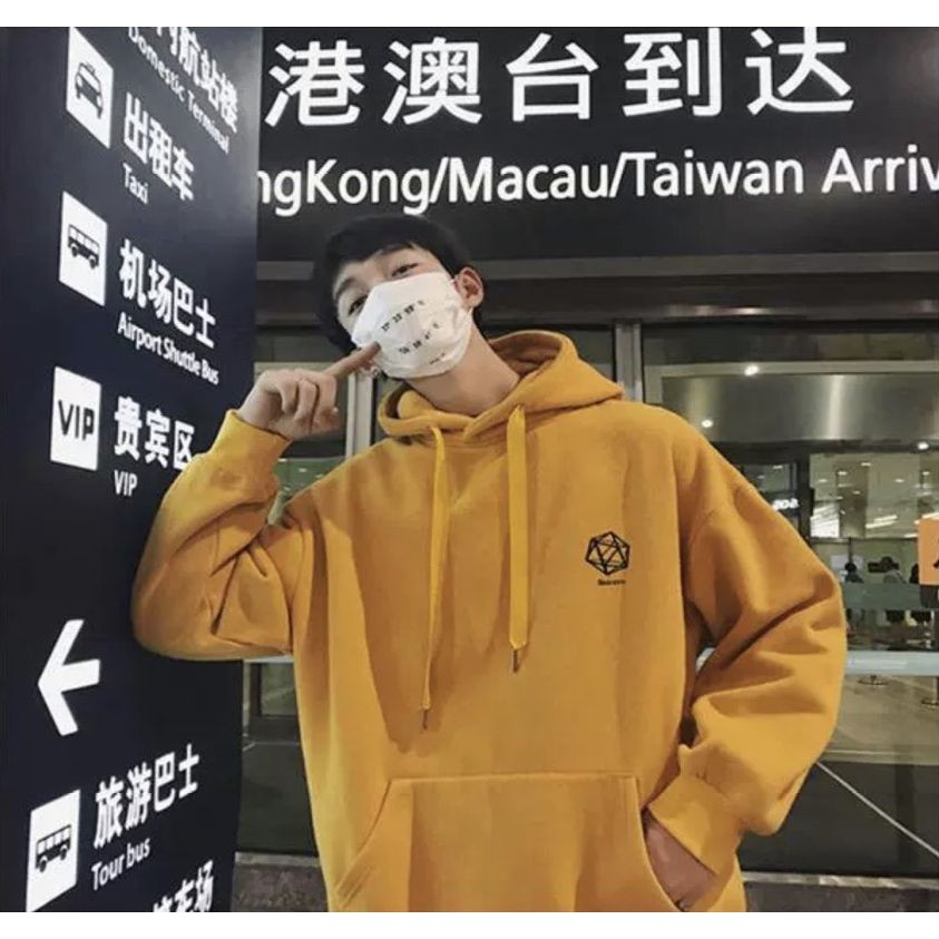 ÁO HOODIE NAM CÓ MŨ MÀU VÀNG PHONG CÁCH ĐƠN GIẢN VẢI XỊN ĐẸP