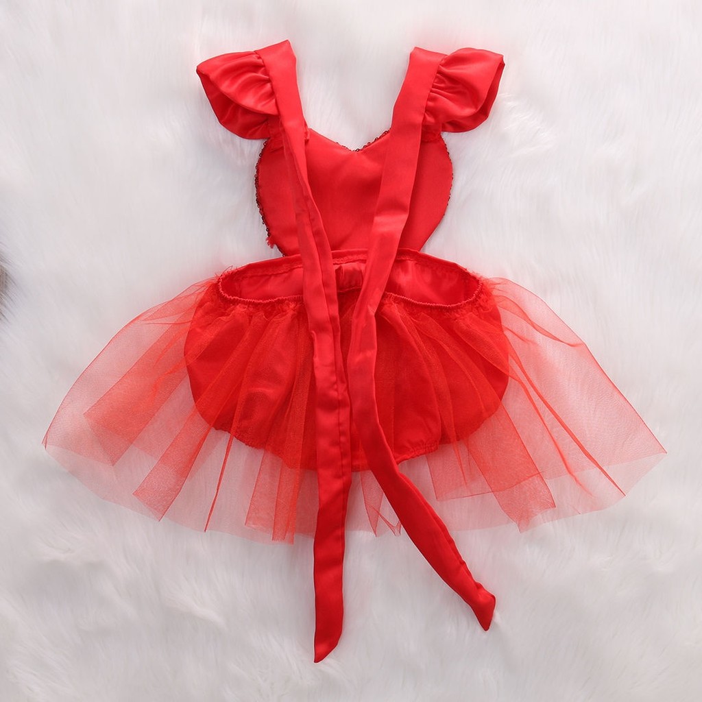 ღ♛ღXMAS Baby Girl Sequins Heart Tulle Romper Jumpsuit Outfits Sunsuit One-pieces