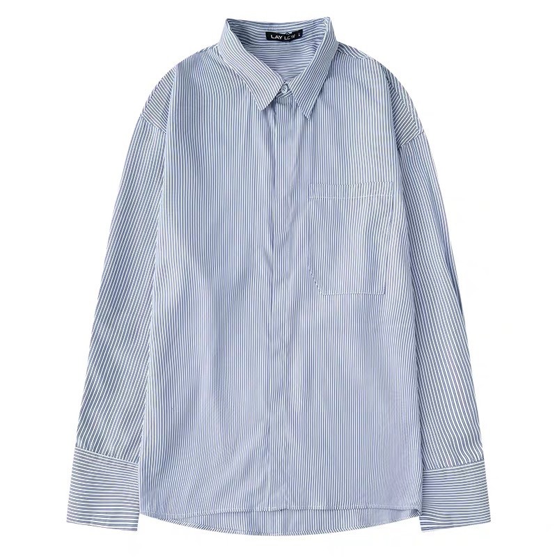 Áo sơ mi xanh kẻ unisex chính hãng Nelly Laylow | BigBuy360 - bigbuy360.vn