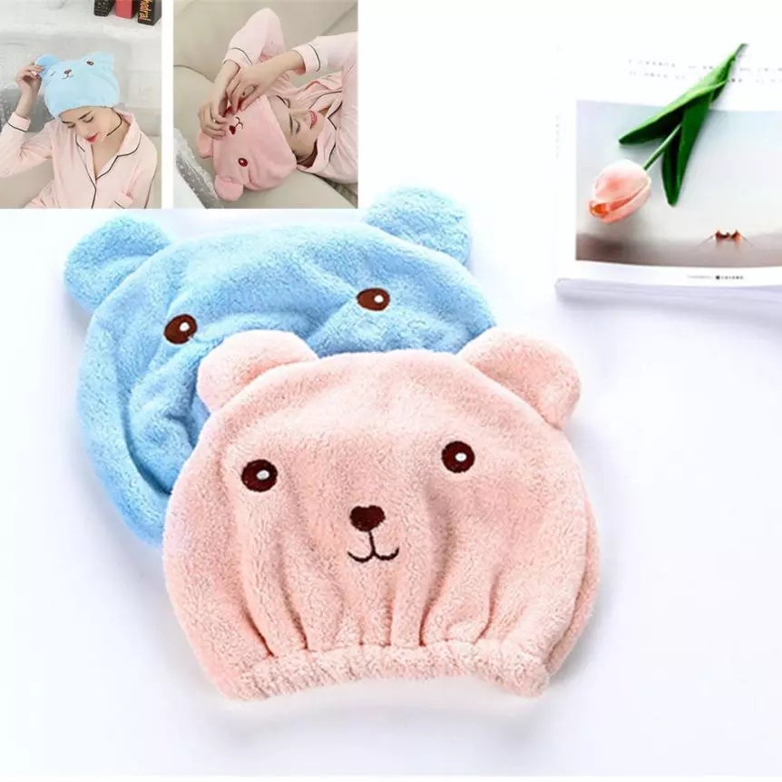 Mũ trùm đầu làm khô tóc nhanh trang trí chú gấu hoạt hình độ thấm hút tốt