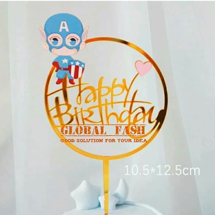 Mới Topper Cắm Trang Trí Bánh Kem Hình Captain America Hbd