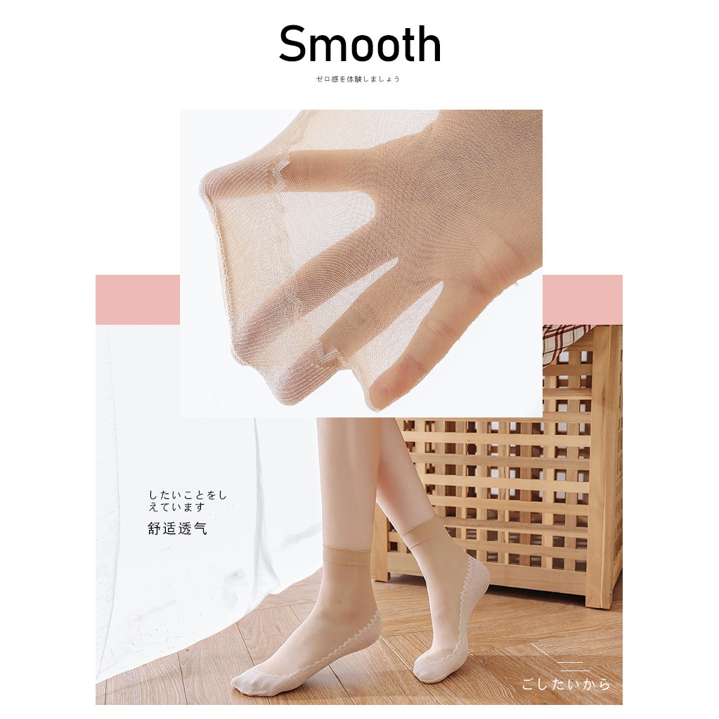 Tất lụa nhung có đáy bằng cotton hợp thời trang