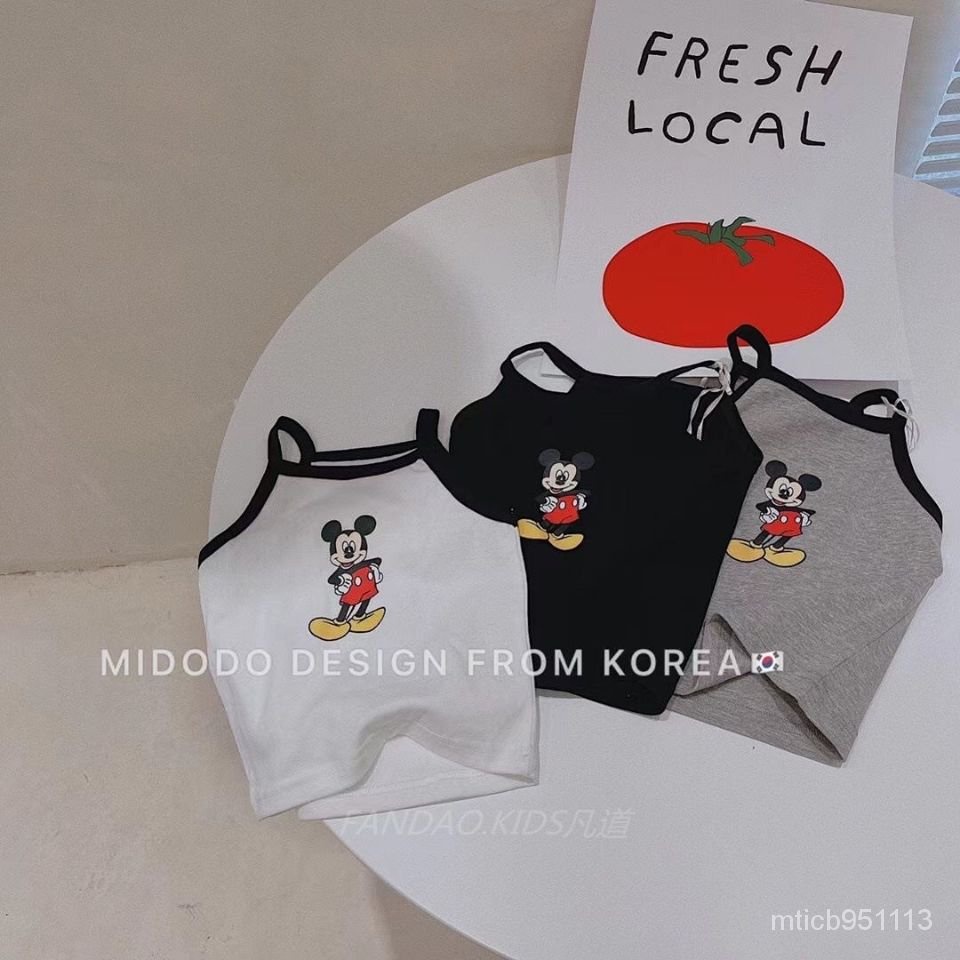 Áo Thun Sát Nách In Hình Chuột Mickey Hoạt Hình Phong Cách Hàn Quốc 2022 Cho Bé Gái Có 3 Màu Lựa Chọn