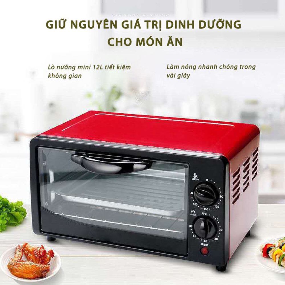 Lò Nướng Điện Đa Năng Dung Tích 12L, 25L, 32L Công Suất 800W Làm Nóng Nhanh Dùng Nướng Thịt, Làm Bánh Và Quay Thực Phẩm
