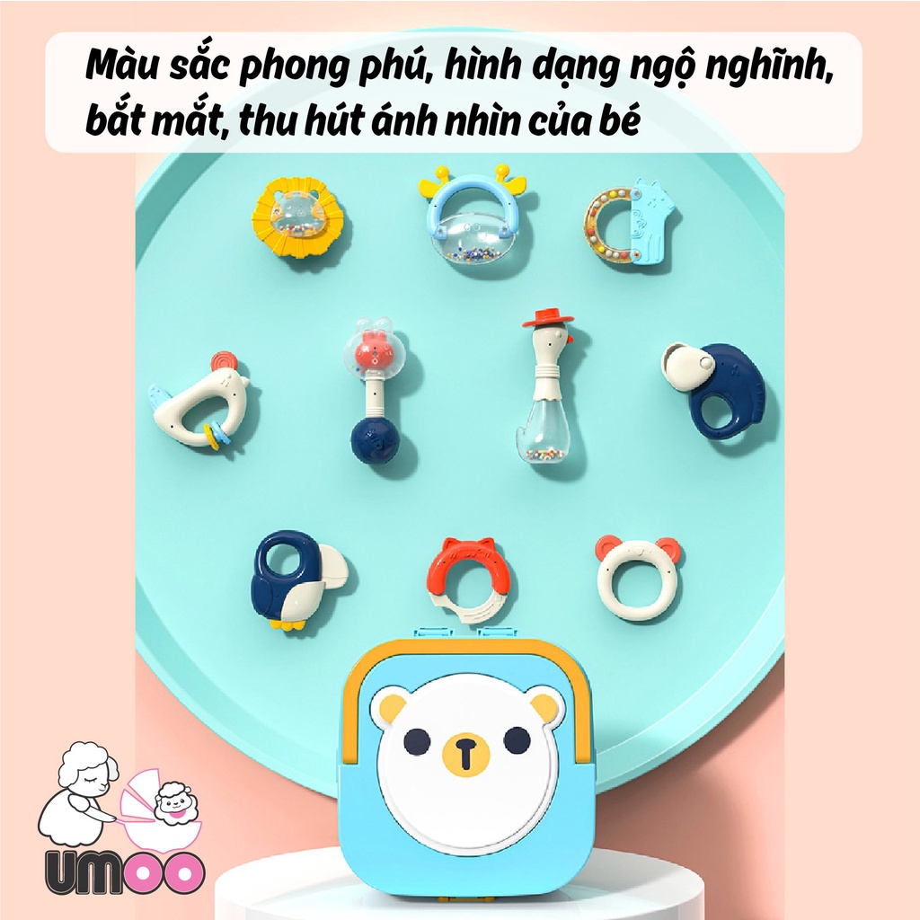 Hộp xúc xắc đèn nhạc Umoo, bộ đồ chơi kích thích khả năng sáng tạo và tư duy của bé | Đồ chơi xúc xắc cho bé