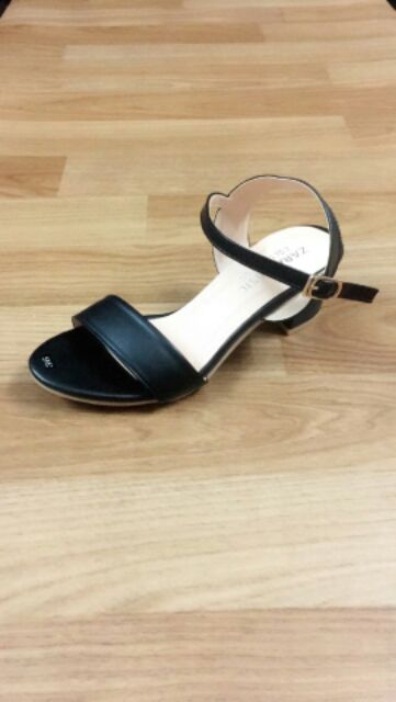 Giày sandal gót vuông da mềm cao 5p