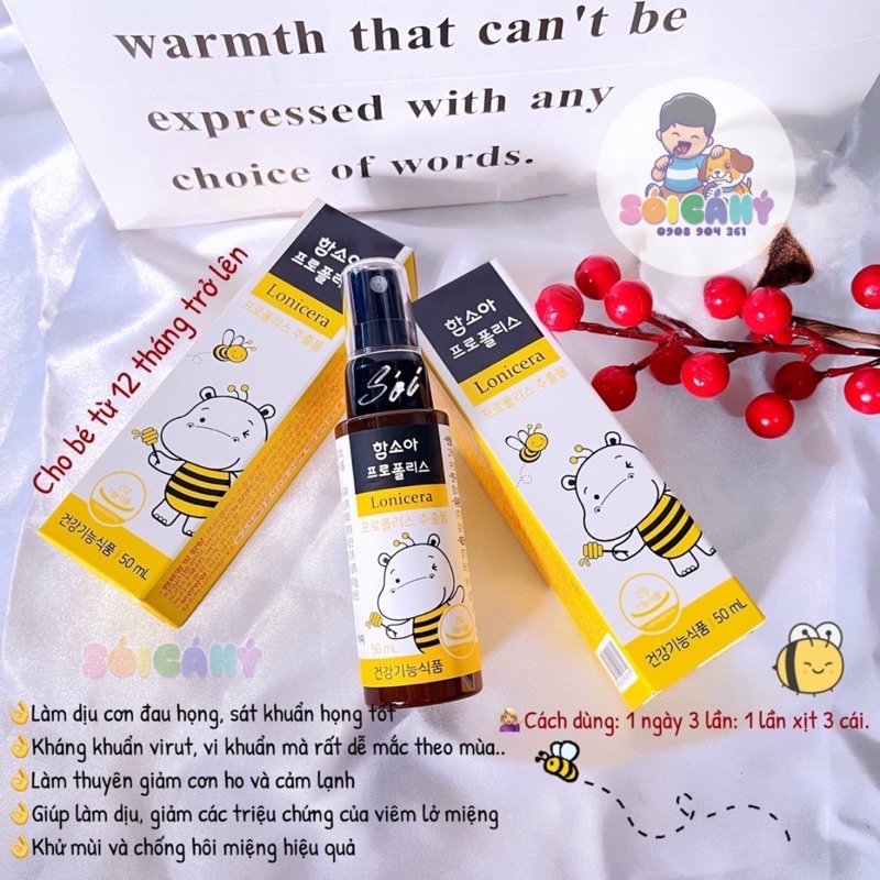 XỊT KEO ONG VÀNG Cho Bé 1 Tuổi -50Ml HÀN QUỐC Sói Cá Hý