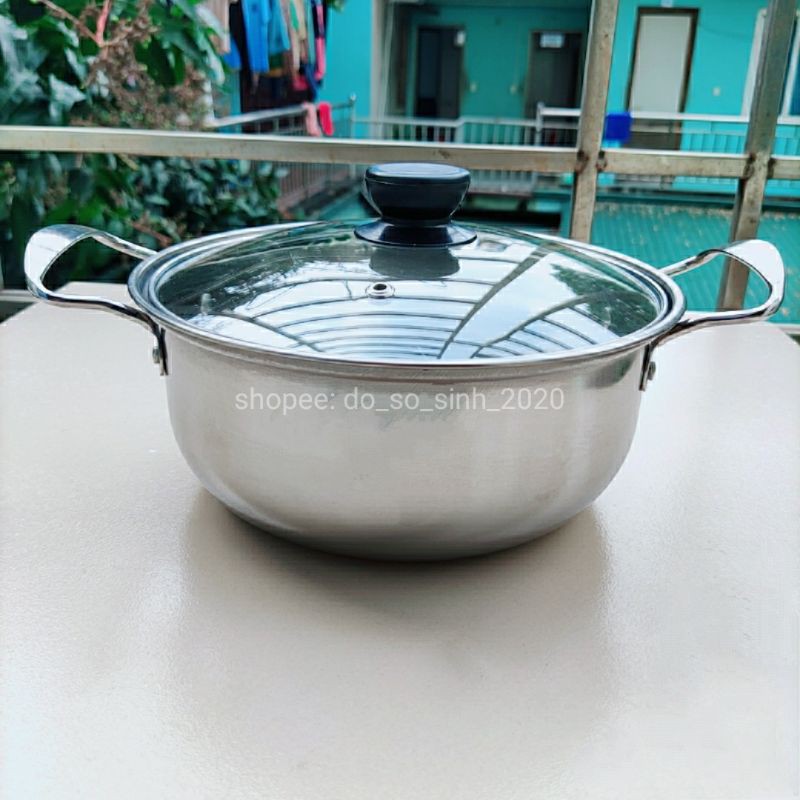 Xoong / Nồi inox 20cm nắp kính 🔥FREESHIP🔥 Dùng mọi loại bếp